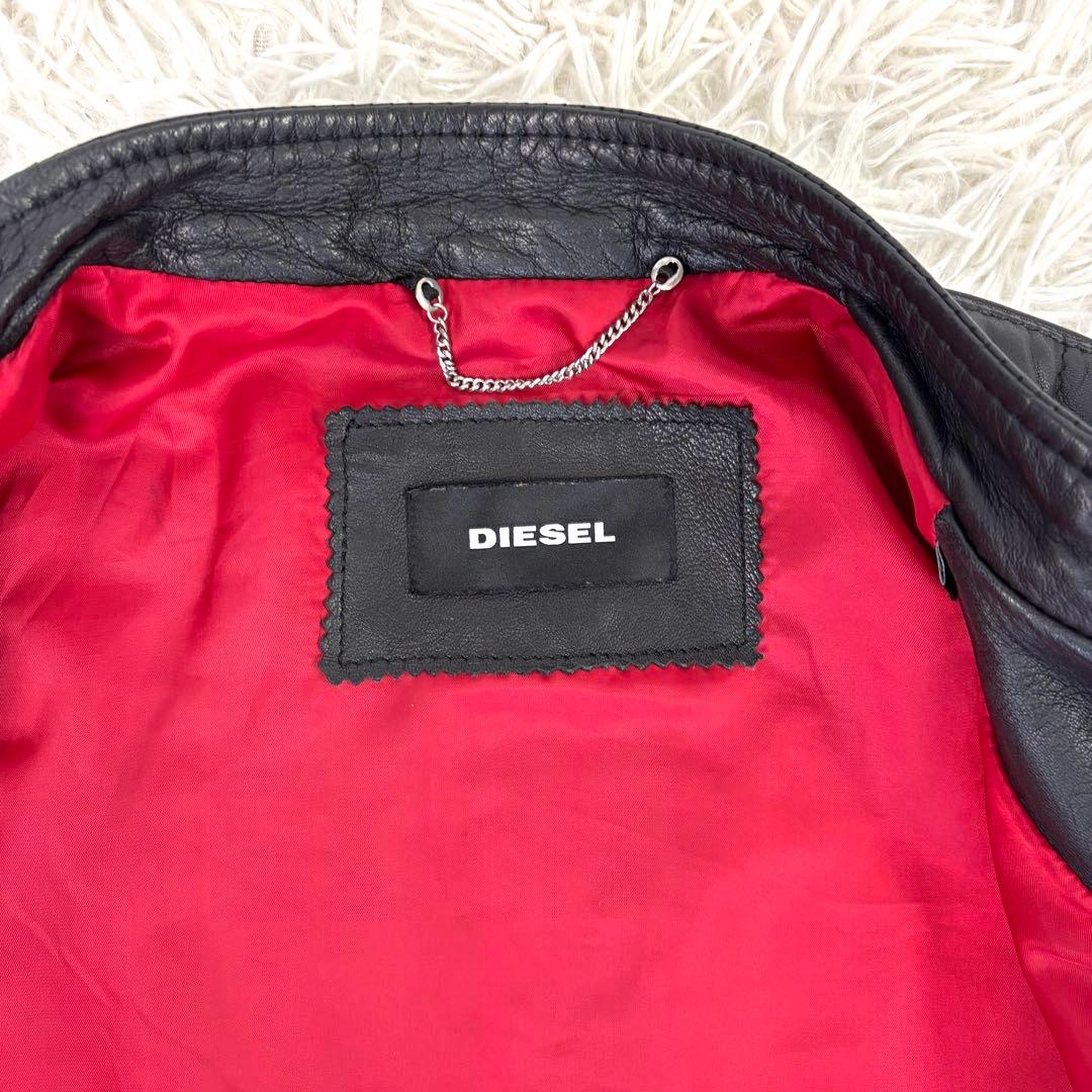 メカサイズ！XXL！ ディーゼル ラムレザー シングル ライダースジャケット 黒