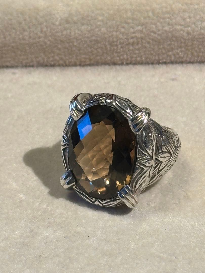 スティーブンデュエック　美しい大粒 煙水晶のヴィンテージリング　シルバー