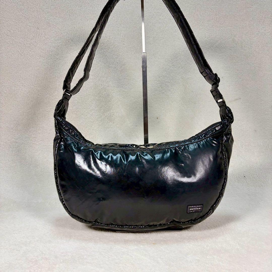 【美品✨】廃盤ポーターガール ボンボン ショルダーバッグ ハーフムーン　ナイロン