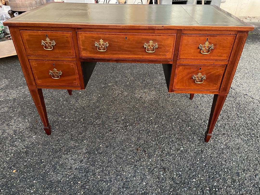 イギリス　書斎机　デスク マホガニー材 アンティーク　デスク　両袖　クラシック
