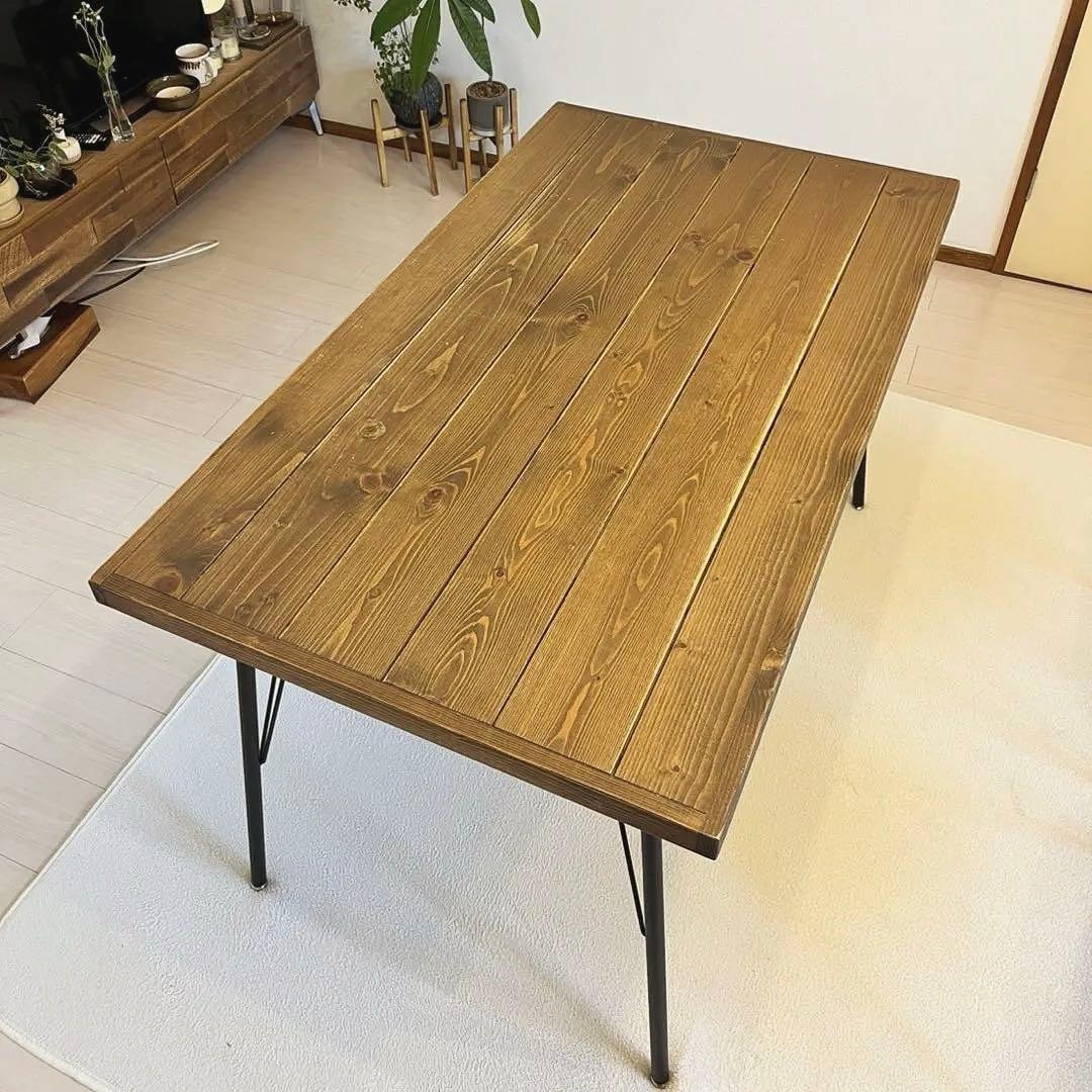 ダイニングテーブル　アイアン　無垢材