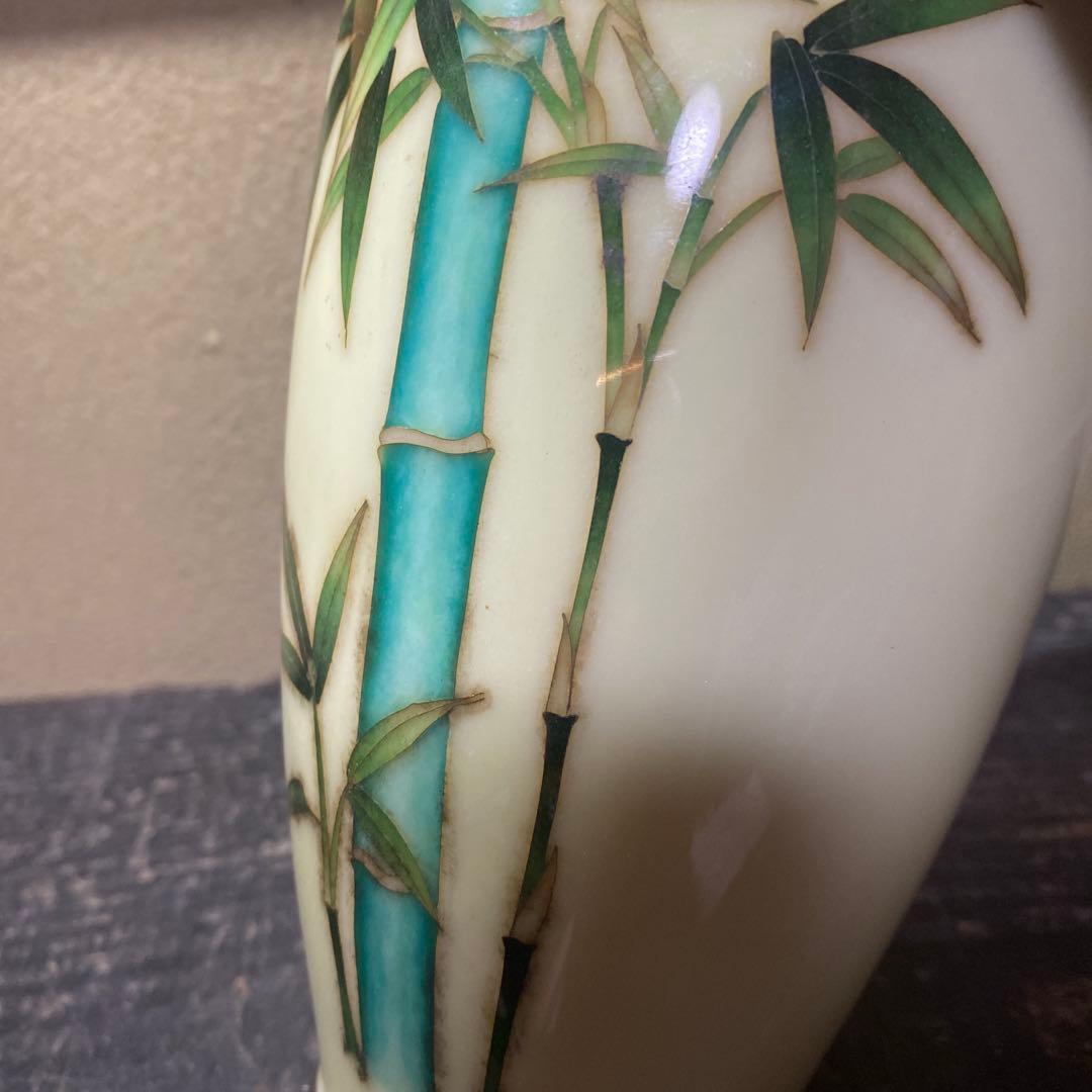 古玩　竹図七宝花瓶