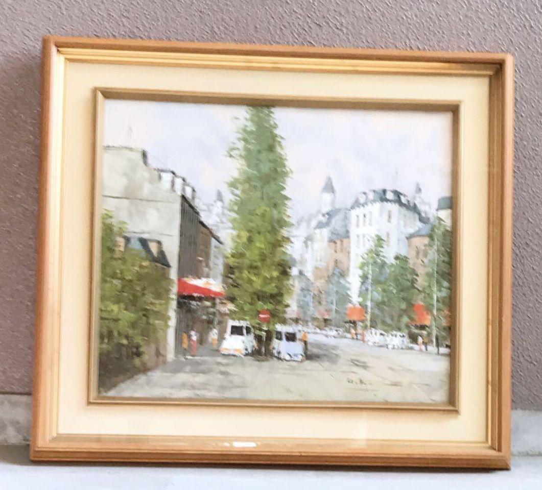 黒沢久　バリの並木路　油絵