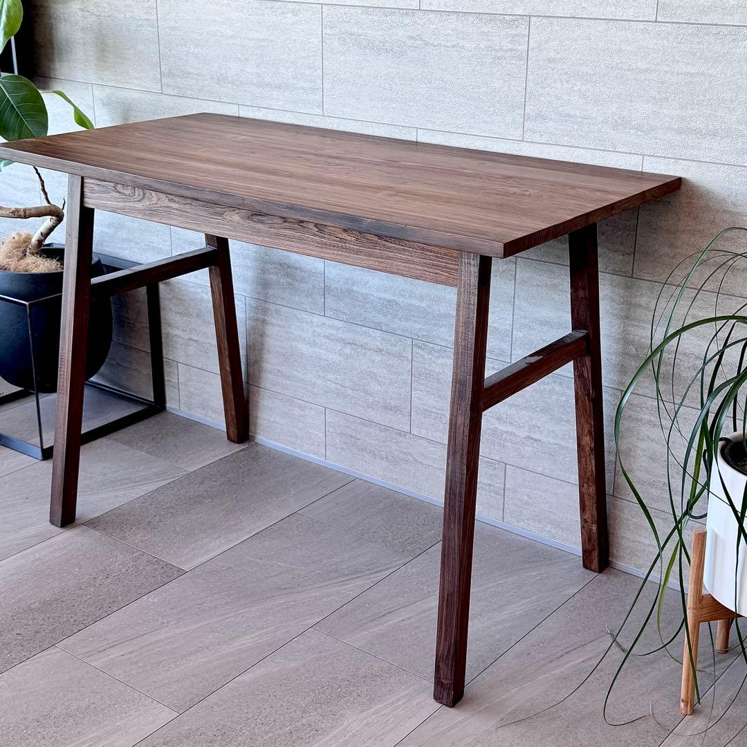 WTWチーク木製テーブル机作業デスク◆幅110木目ナチュラル素材アンティーク男前