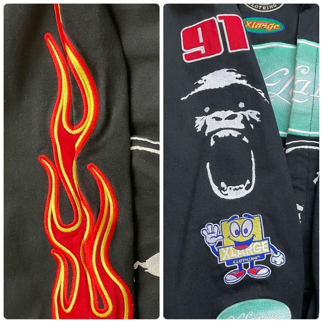 【超おすすめ】エクストララージレーシングジャケット 刺繍 パッチロゴ満載