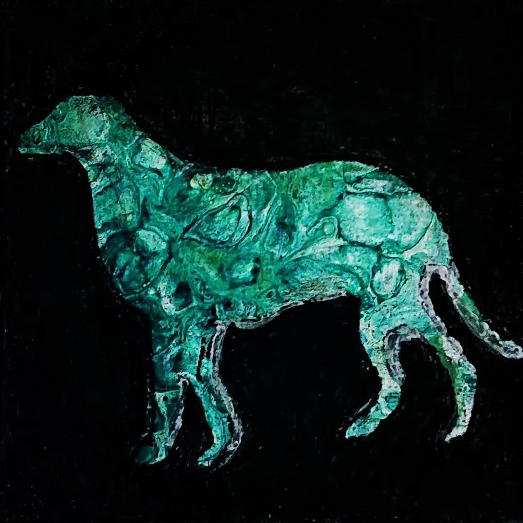 原画 イヌ 犬 いぬ フルイドアート パネル ポーリングアート 一点もの 希少