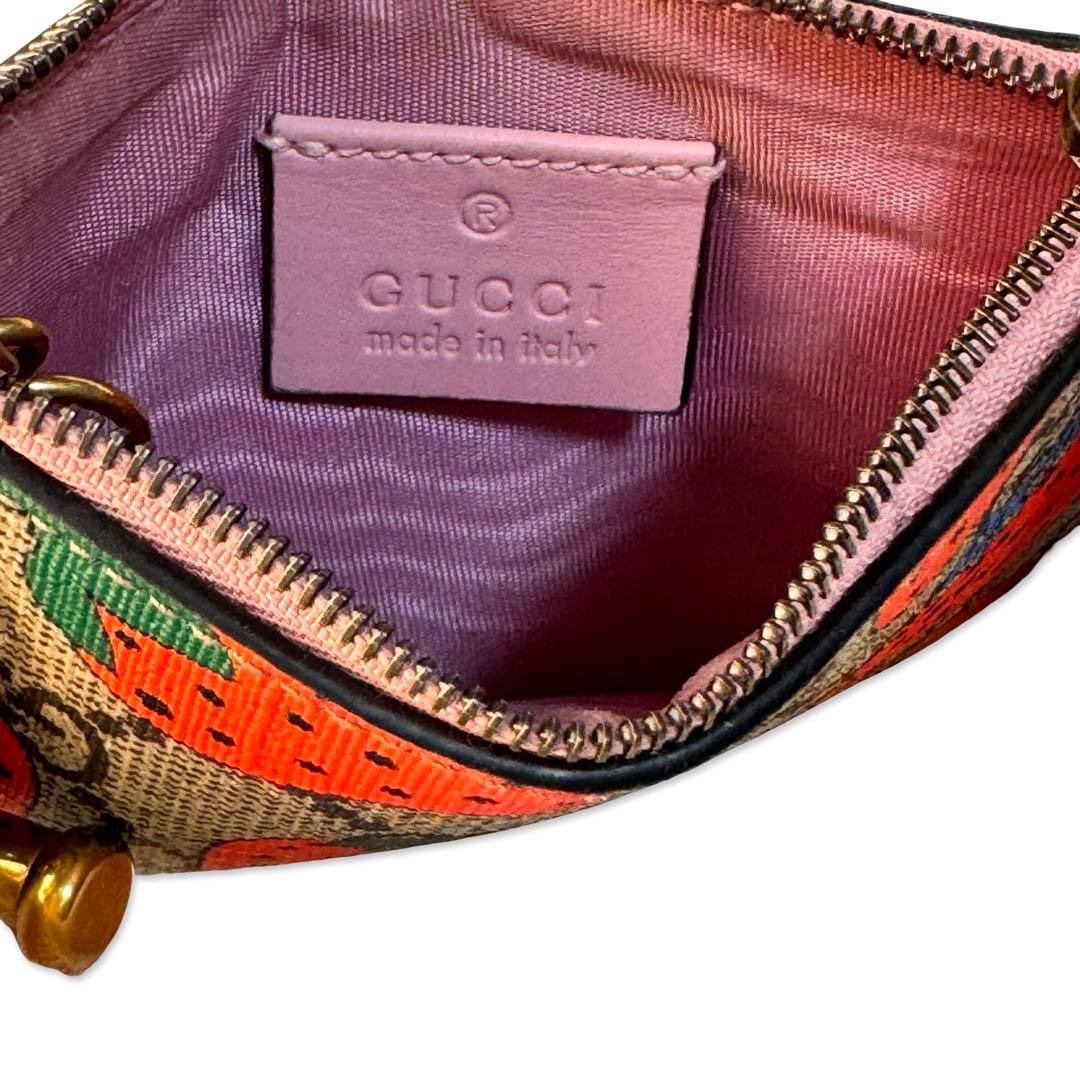 【美品】GUCCI グッチ GGスプリーム PVC×レザー ケース いちご