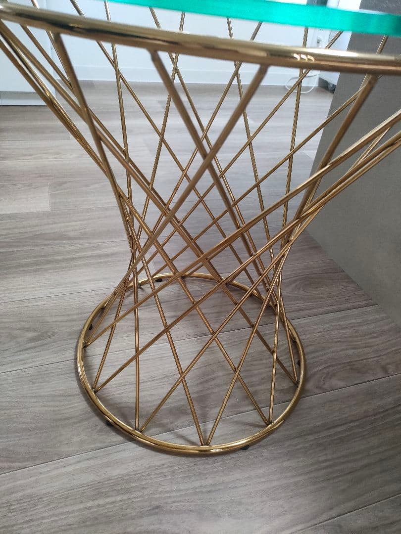 美品 フランフラン　マーリアサイドテーブル　クリア×ゴールド