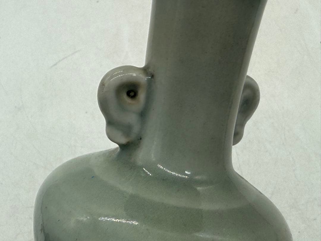 青磁　雙耳瓶　アンティーク　送料込み251010