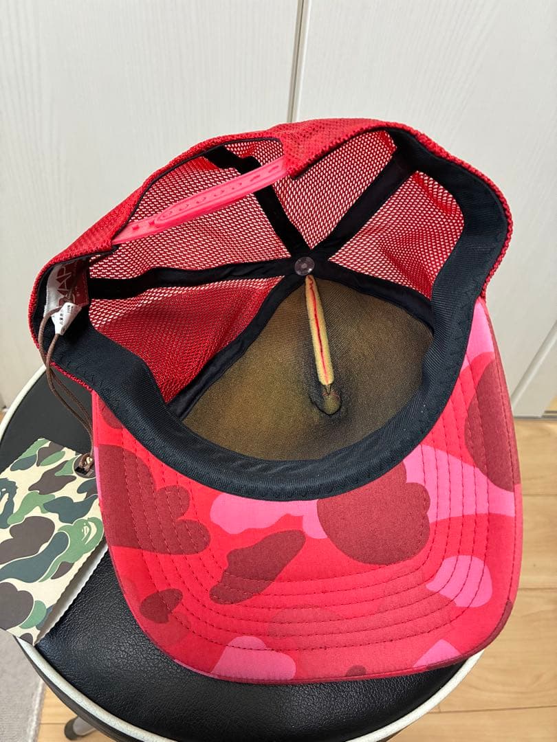 A・BATHING APE 赤迷彩 キャップ