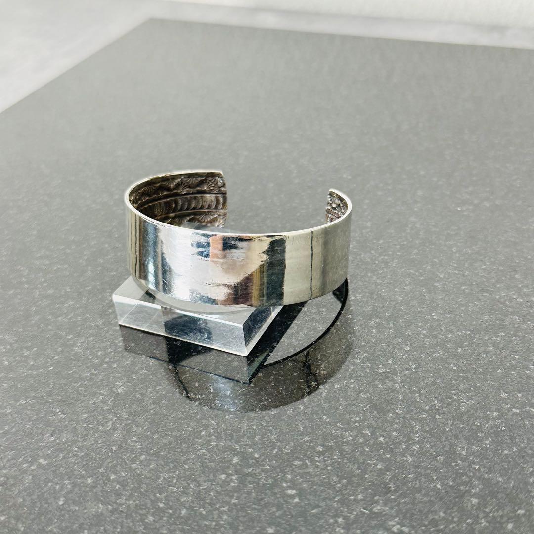 NAVAJO ナバホ 作者 レイシルバー 裏スタンプワーク シルバーバングル