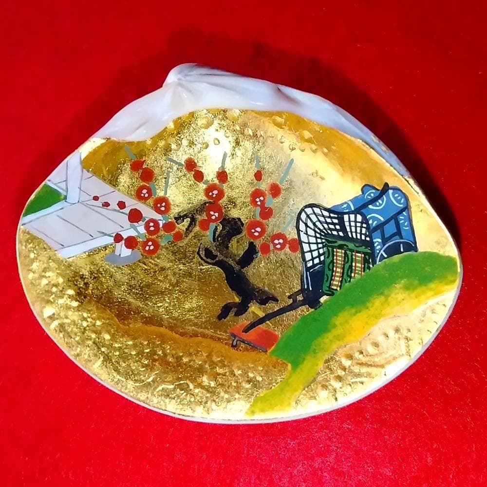 純金泊　貝合わせセット　源氏物語　梅枝