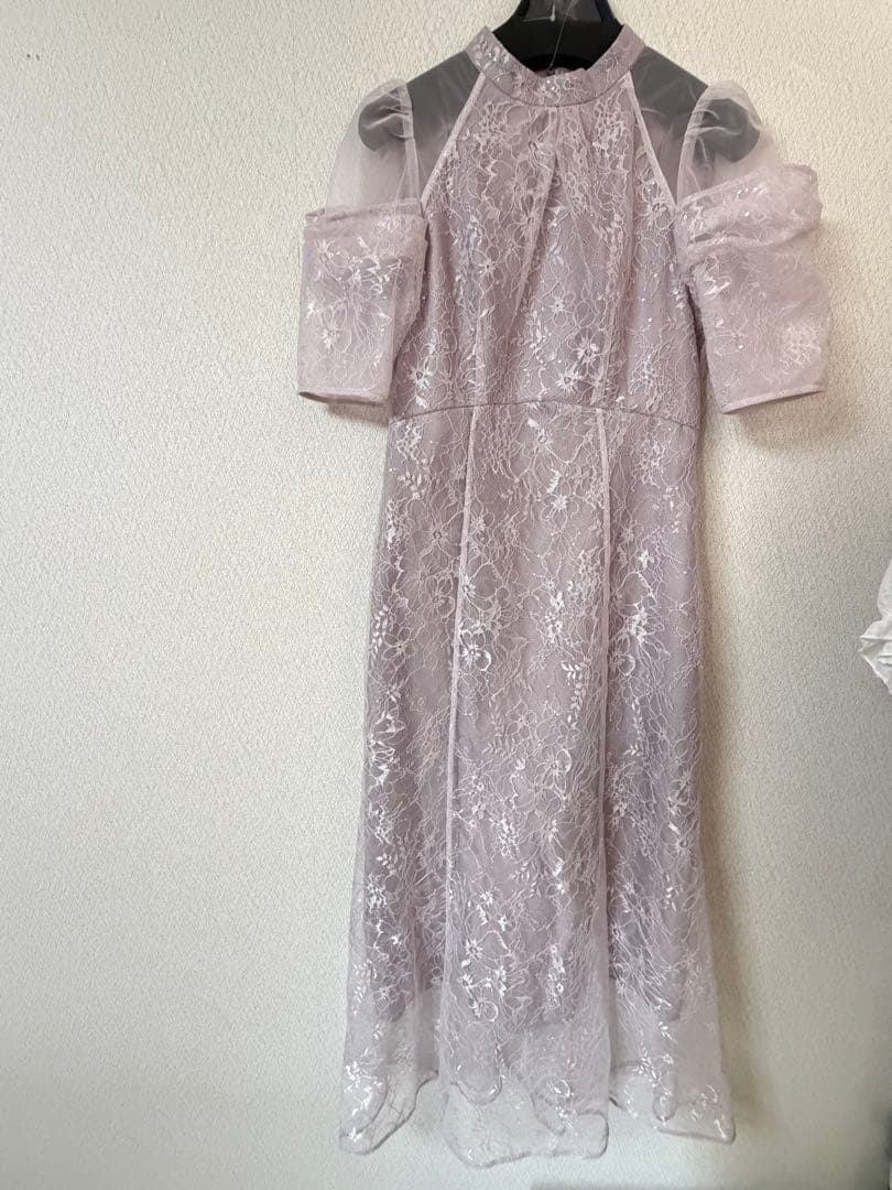 snidel レースドレス Vネック パフスリーブ　ドレス