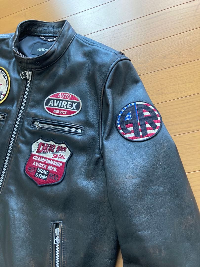 AVIREX エイジドスタンド　シングルライダースジャケット