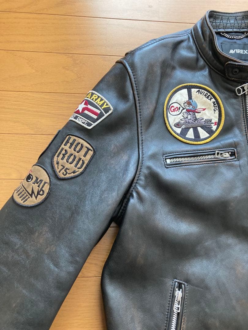 AVIREX エイジドスタンド　シングルライダースジャケット