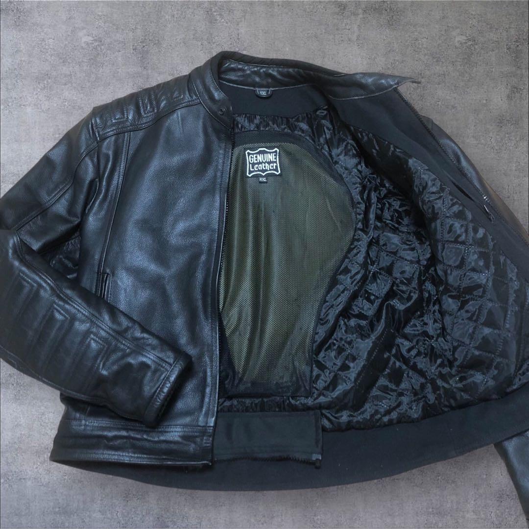 【希少サイズ】GENUINE Leather　本革　ライダースジャケット　XXL