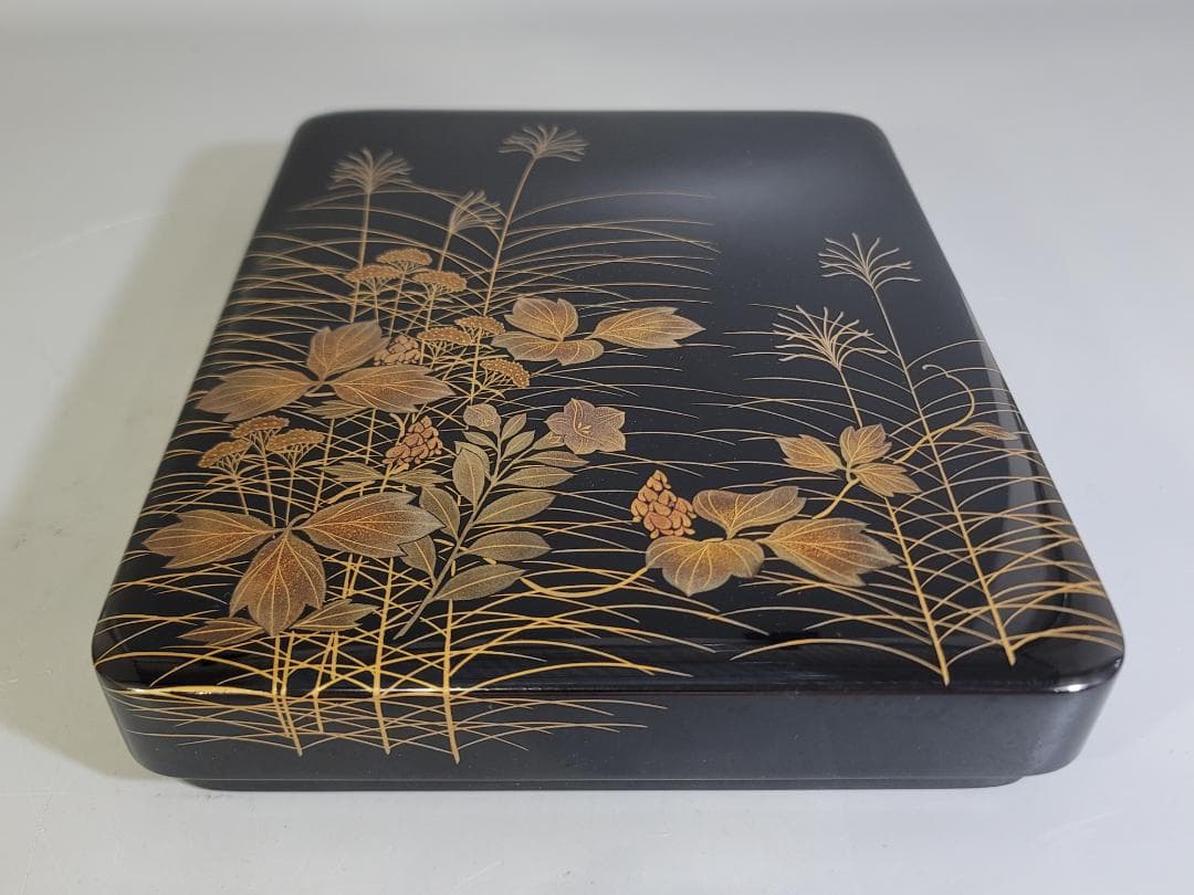 輪島塗 花草蒔絵 硯箱 未使用 美品 DT604