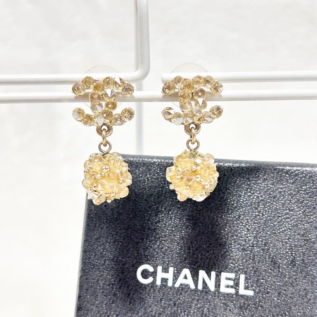 CHANEL シャネル ココマーク ラインストーン ピアス 箱付き