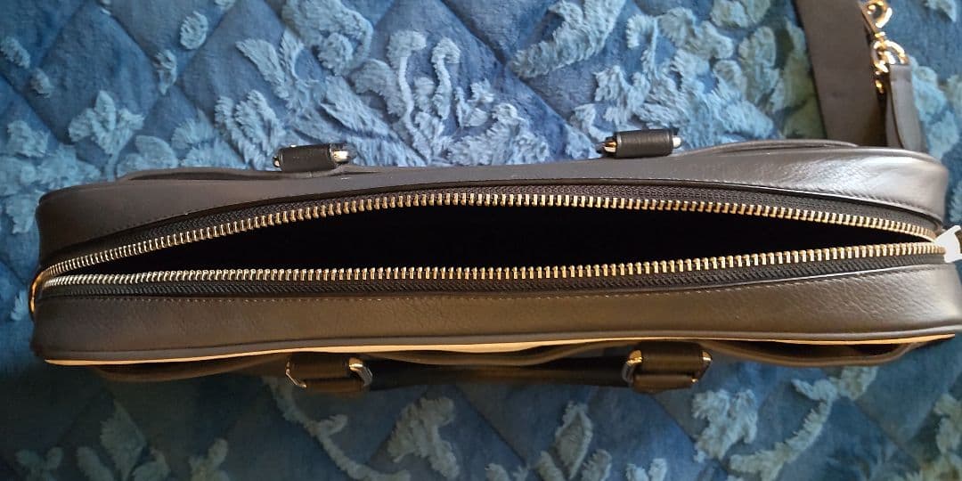 レザー ビジネスバッグ グレー/ベージュ