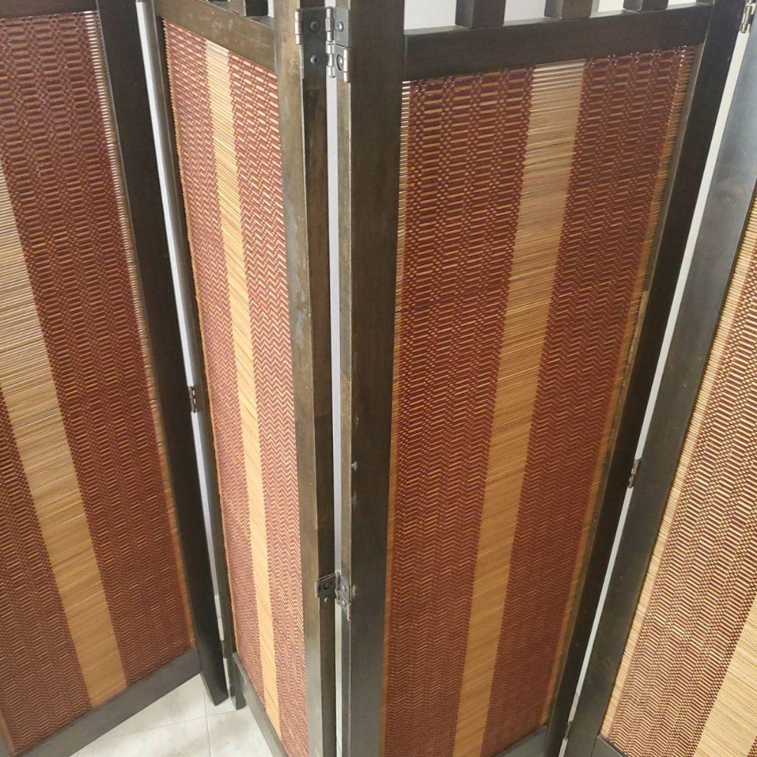 アジアン　和風　4連スクリーン　パーテーション　衝立　間仕切り