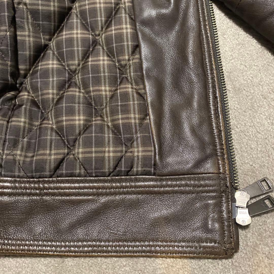 バーバリー ブラックレーベル レザージャケット ファー付き　羊革 ブラウン L