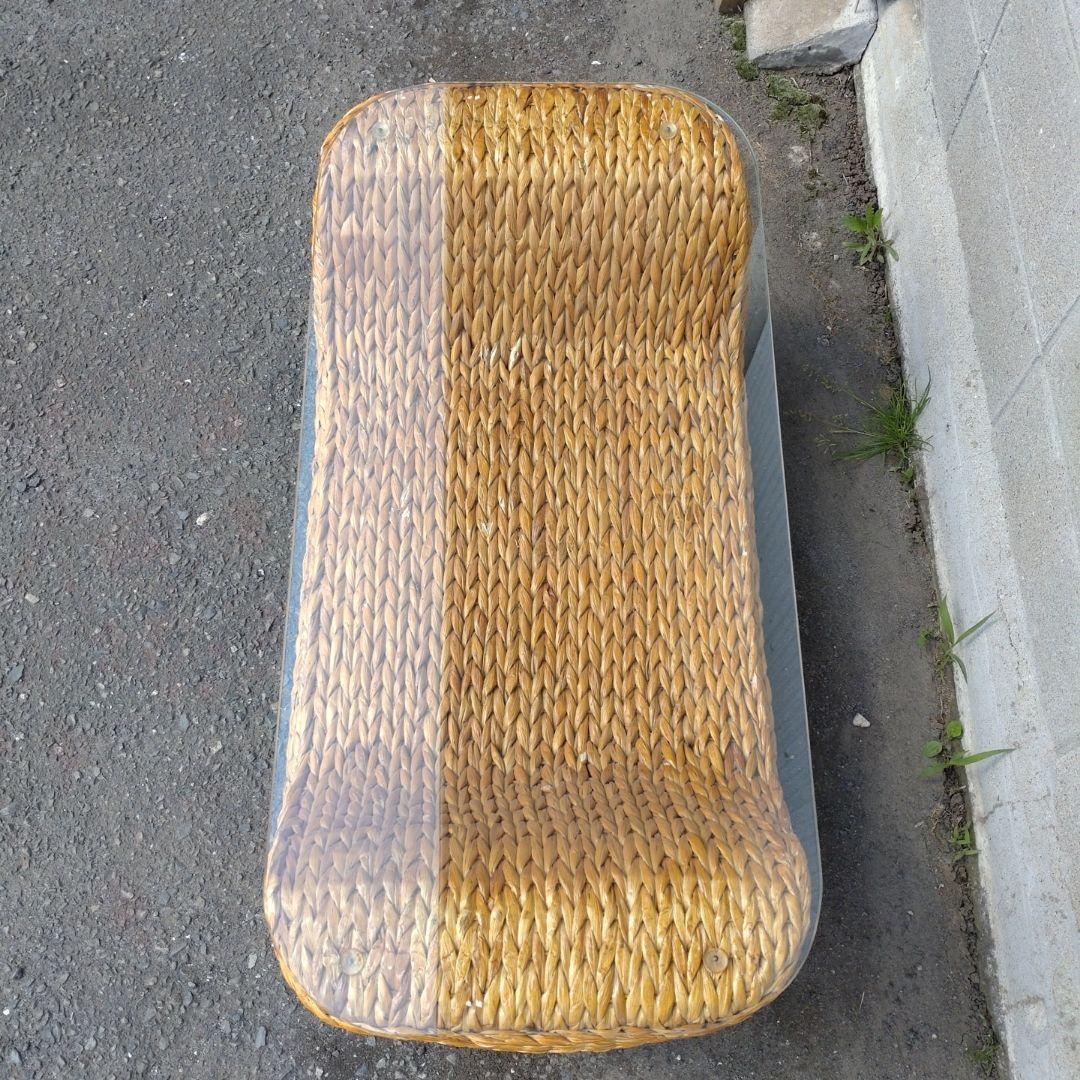 ガラス天板付きテーブル　リゾート　バリ風 ウォーターヒヤシンス