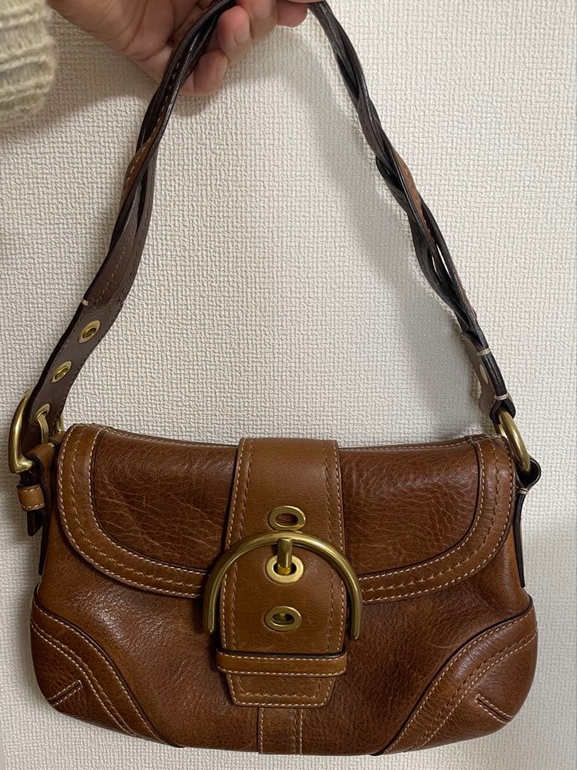 COACH 本革 ハンドバッグ ブラウン キャメル 茶色　通勤　お出かけ