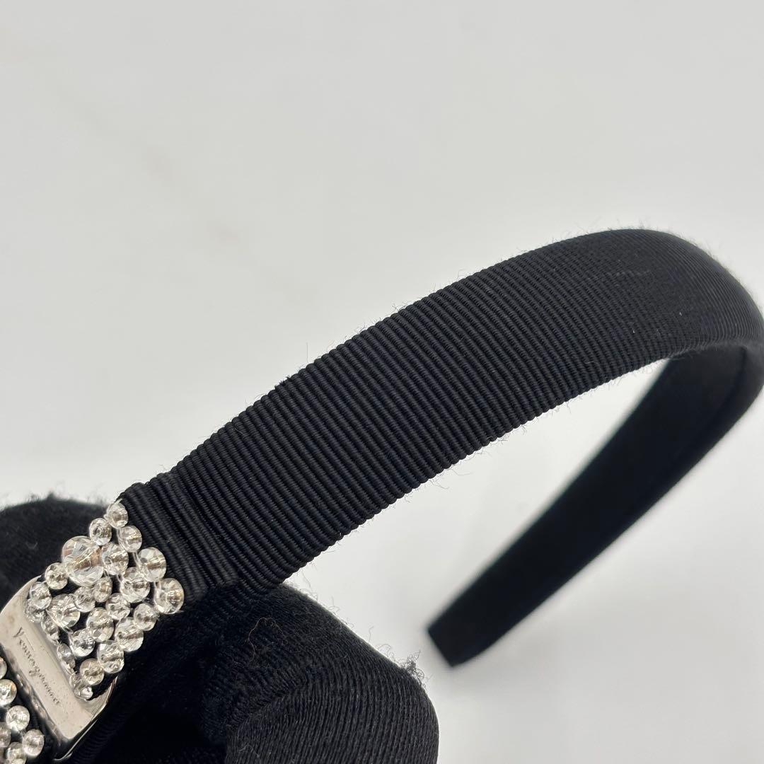 フェラガモ ヴァラリボン カチューシャ ラインストーン キャンバス ブラック