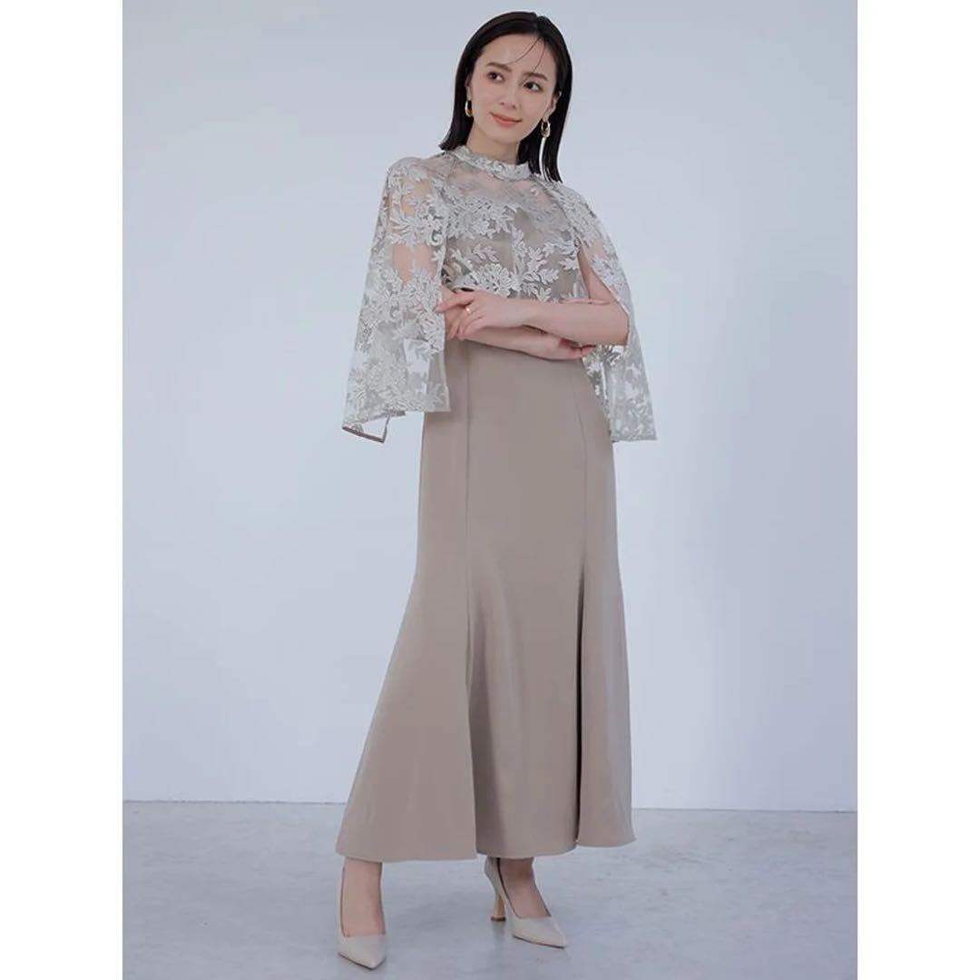 【今夜限定値下】anuans エンブロイダリーレースケープセットドレスS 極美品