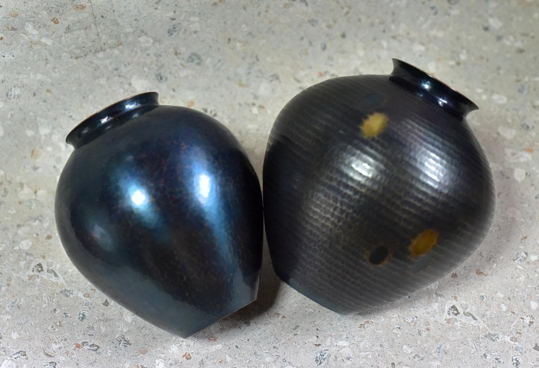 玉川堂鎚起銅器　花瓶２個【極上品】　共箱/インテリア