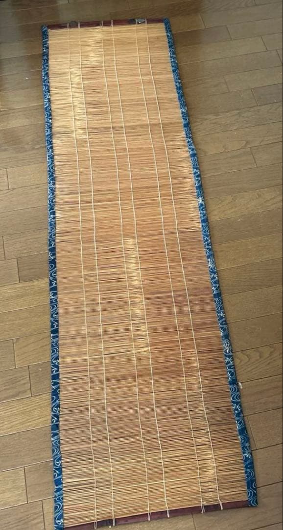 50年代ヴィンテージ　竹製 すだれ　御簾　室内用　藍染め布縁付き　２枚組