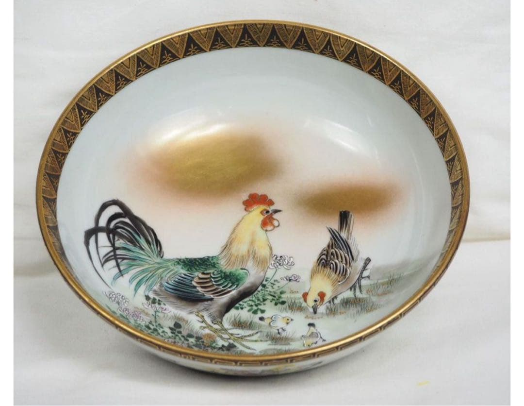 送料無料明治時代　九谷焼の名工『笹田友山』製 　鉢 径18ｃｍ　本物保証　茶道具