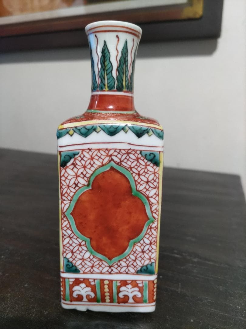 初代　川瀬竹春　万暦赤絵　角徳利