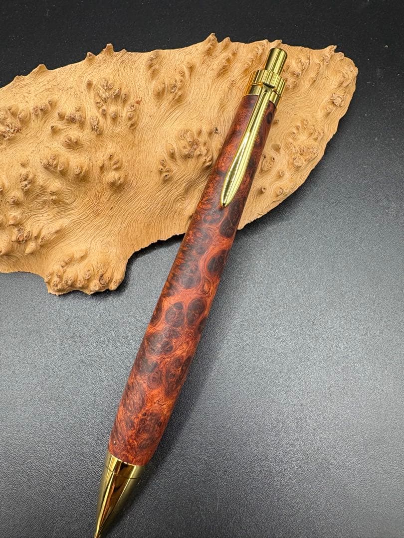 552超極上　本花梨　瘤杢　木軸シャーペン　木軸ボールペン　サポニンあり