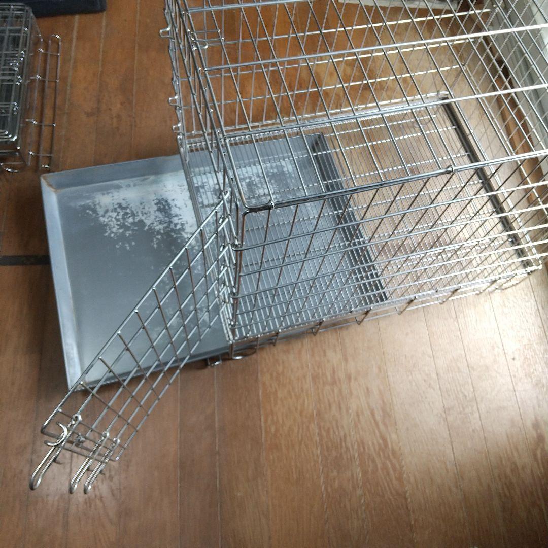 ハチコウ犬用ステンレスケージ Lサイズ 引き出し式トレイ付き