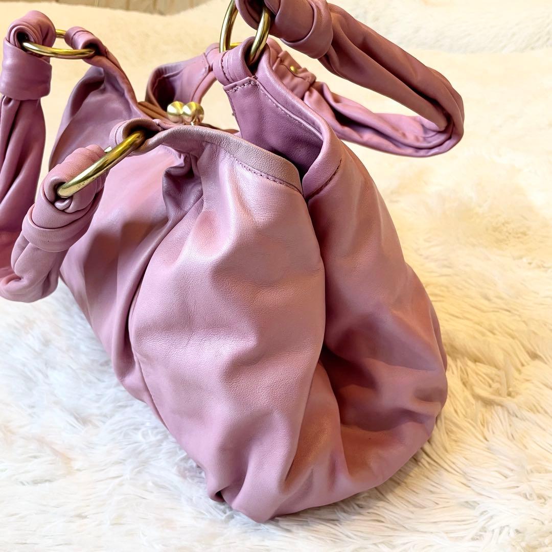 バッグ COACH pink leather handbag kisslock hobo