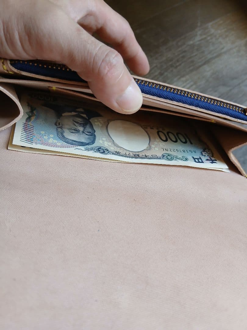 コードバン トラッカーウォレット ハンドメイド 長財布 経年変化