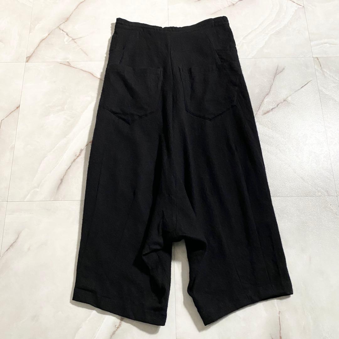 A18164 Y's ドロスト 起毛ウールツイル サルエルパンツ ブラック 1