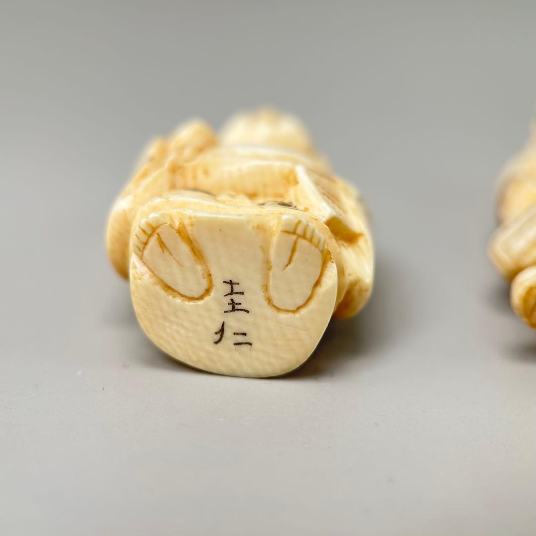 福の神像 4体セット彫刻根付天然素材アンティーク骨董飾り物古美術置物細密細工