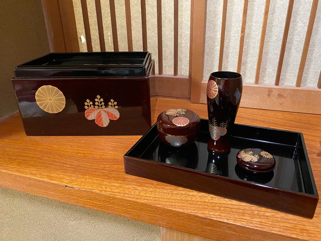 溜塗 高台寺 茶箱 茶道具セット