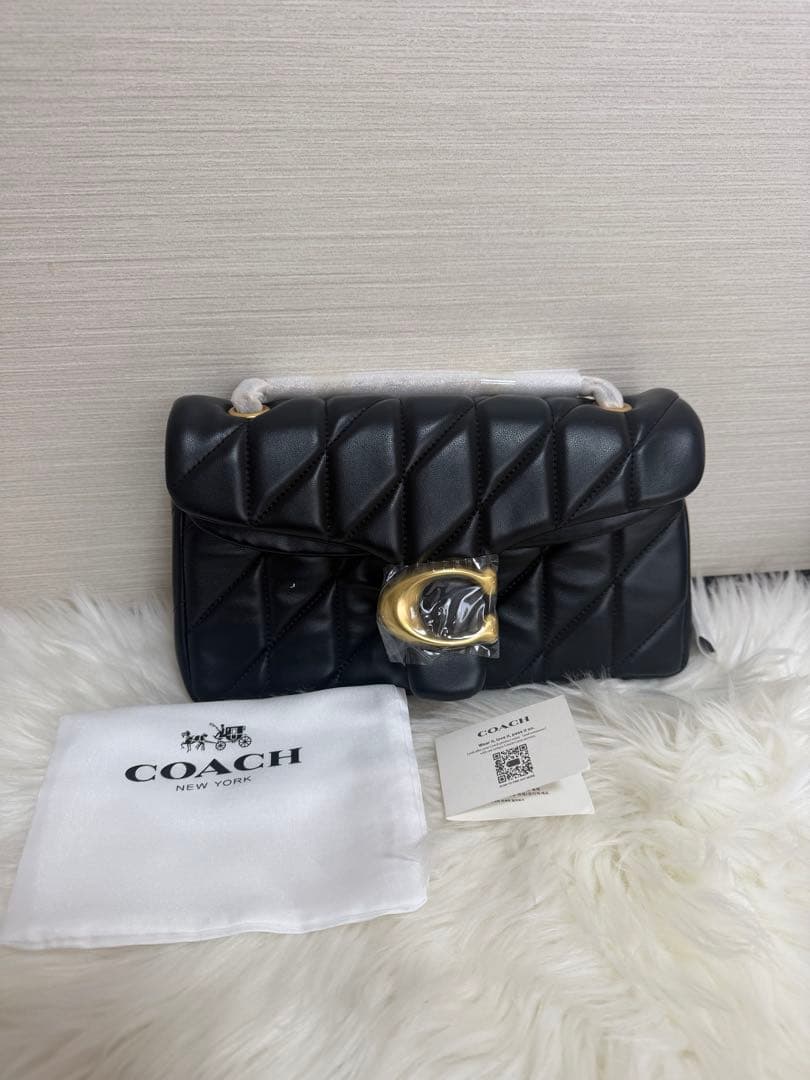 COACH ブラック キルティングショルダーバッグ26cm
