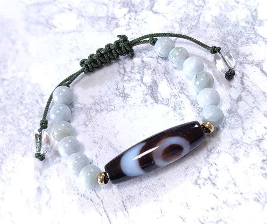 ◇ゆりんこ◇日月星天珠とビルマ翡翠のパワーストーン