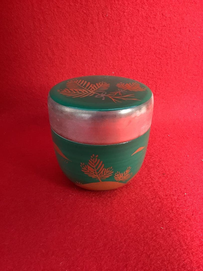 青地金欄小松引茶器　妙見窯　棗【新品未使用】