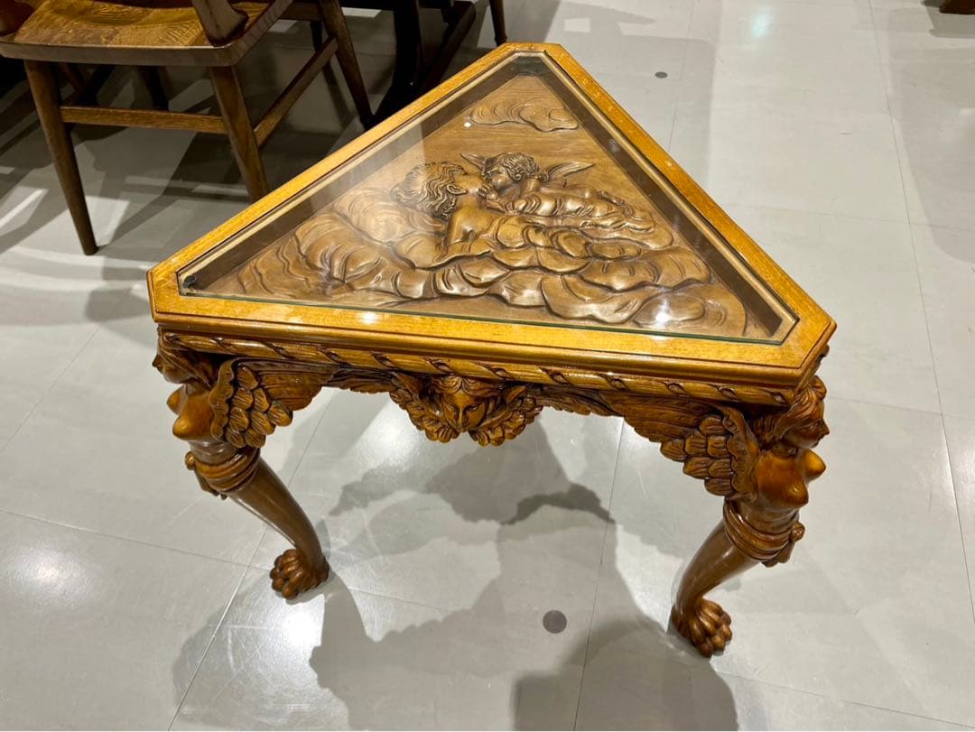 GMIH125◯西洋 アンティーク サイドテーブル コーヒーテーブル 花台 彫刻