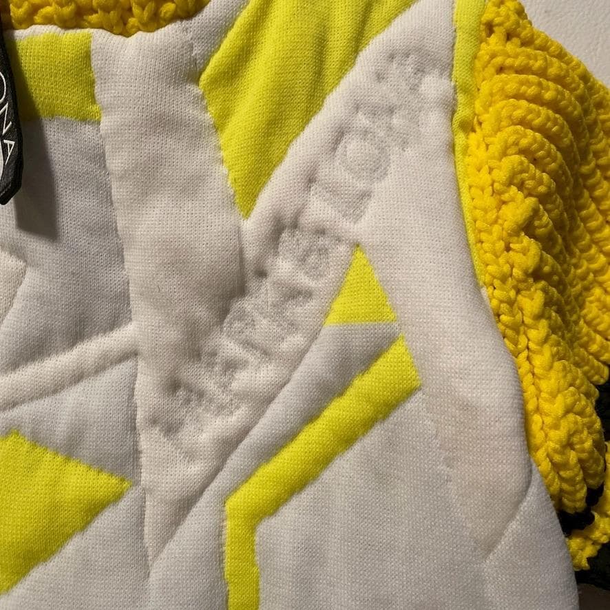 【アユミファイヤー】マークアンドロナ　ニット切り替え 総柄ジャケット 36