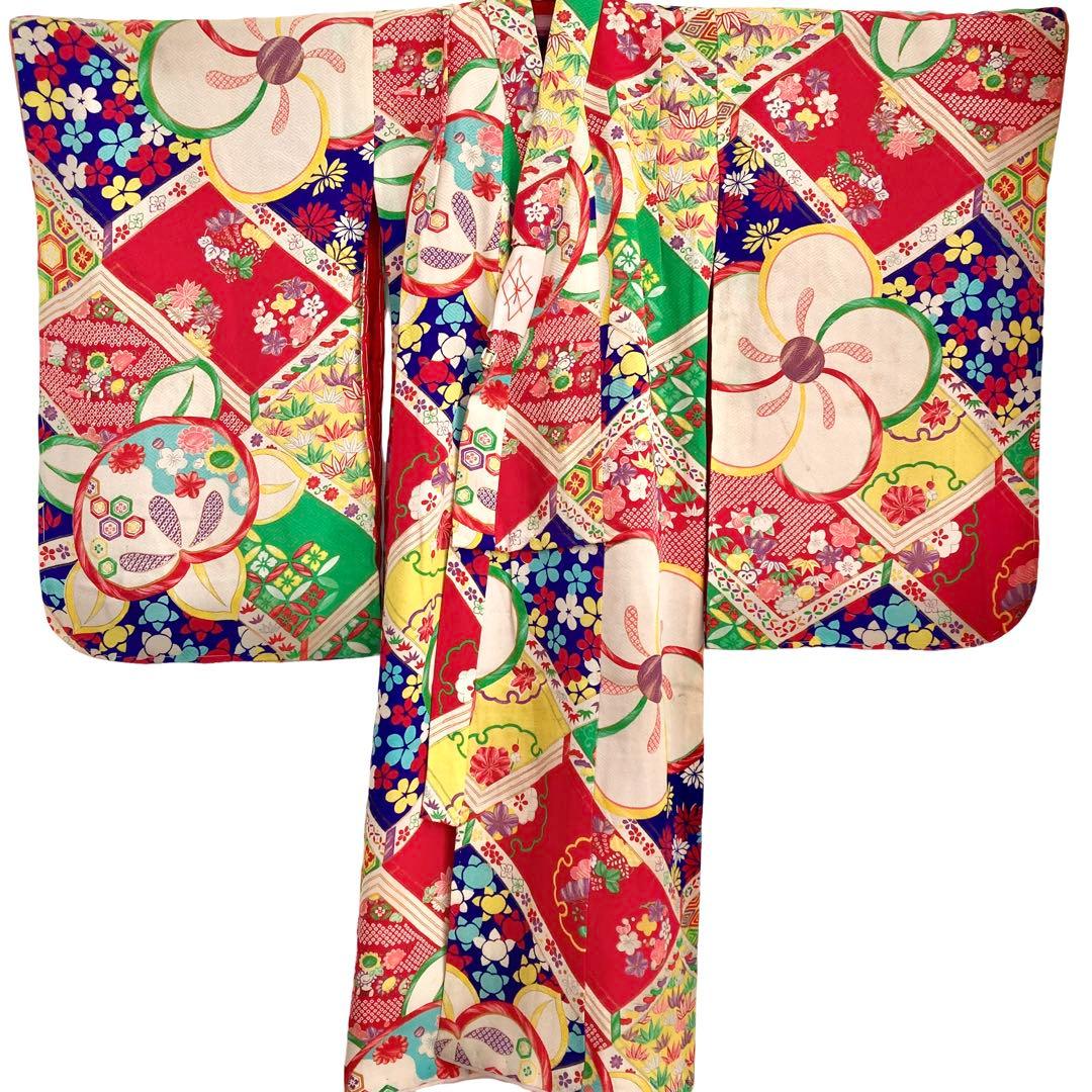 レトロ　アンティーク　女の子　子供着物　3歳　七五三　大正ロマン