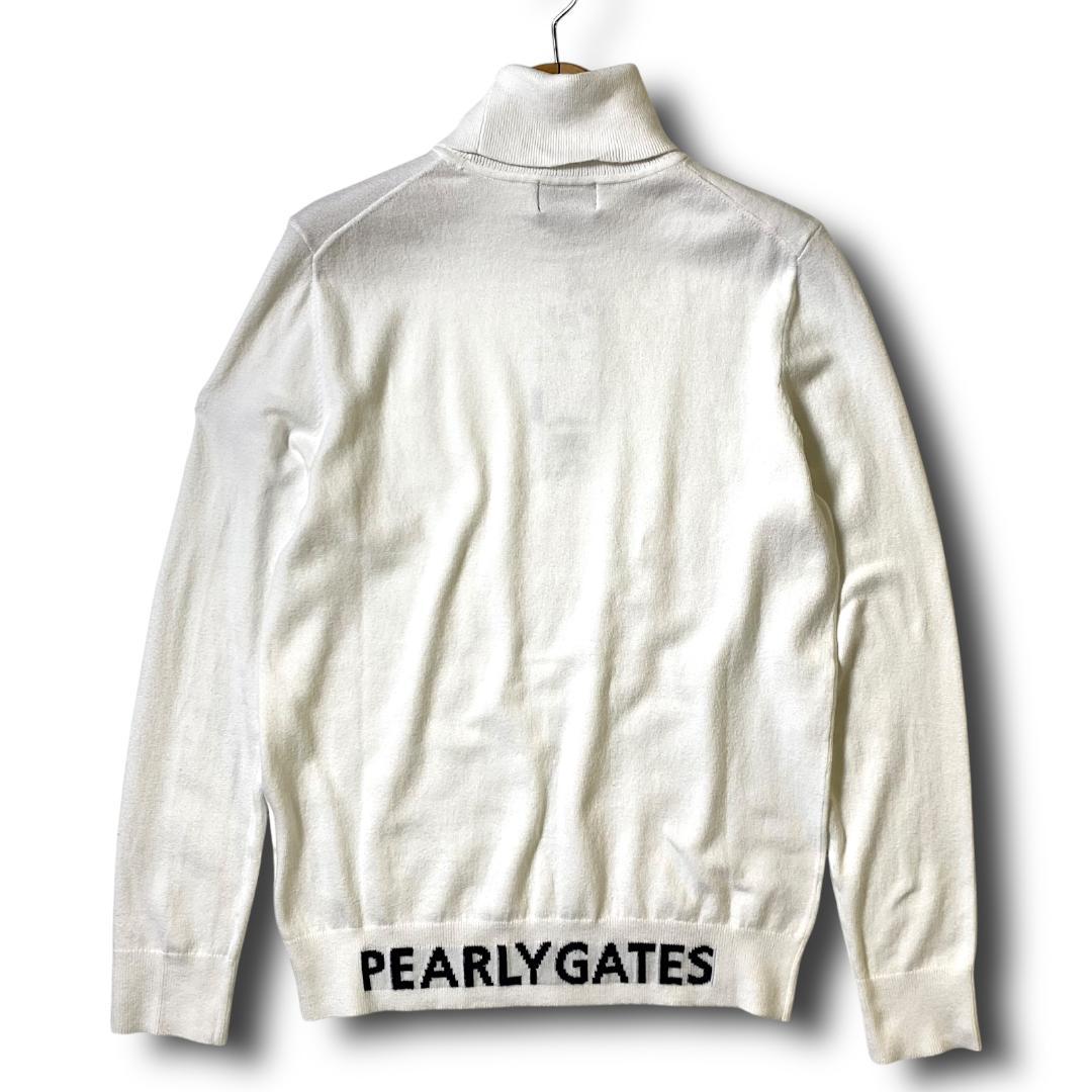 定価19800円 1 パーリーゲイツ ビッグロゴ タートルネック ニット 白