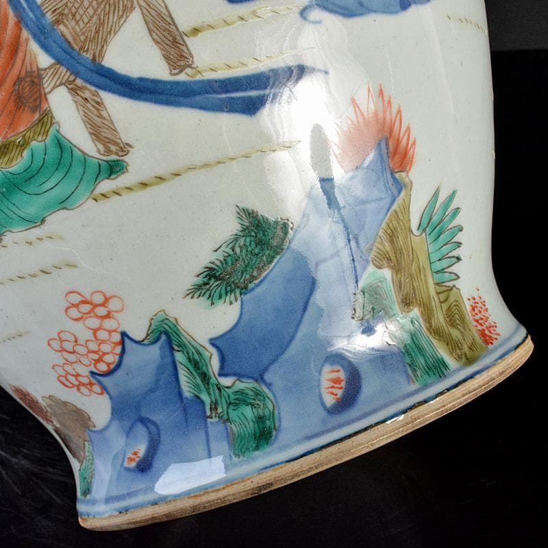 中国　色絵　人物文瓶　高さ約36cm　D　R5482B