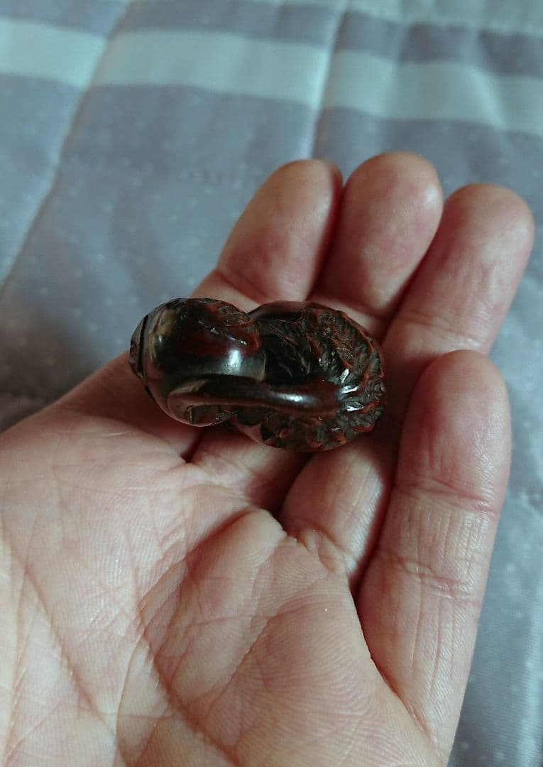 江戸　根付 傷み三茄子 木彫 木製 彫刻