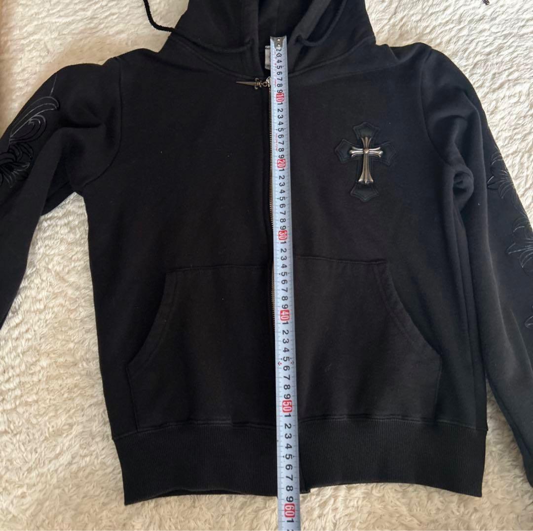クロス刺繍付き黒パーカー パーカー 十字架 y2k opium 平成